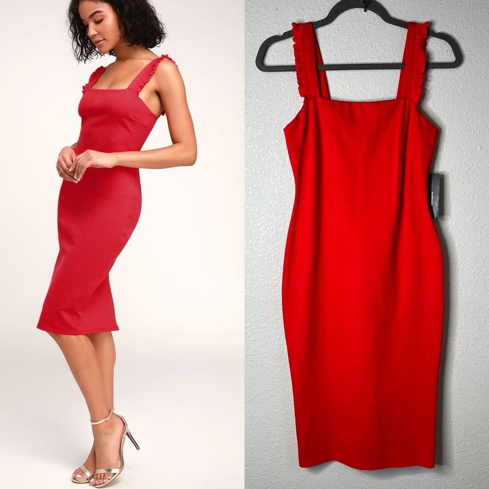 Lulu's Red Ruffle Strap Dress
